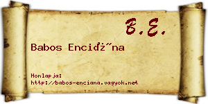 Babos Enciána névjegykártya